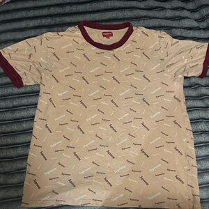 Supreme Tan and Maroon Short Sleeve Tee